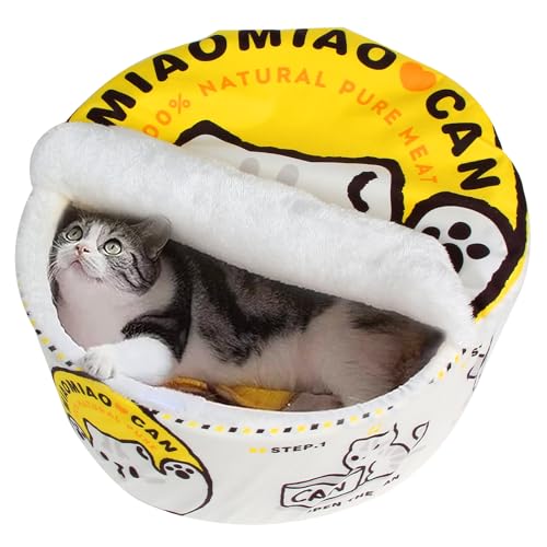 Ramen Noodle Cat Bed (19.7"L x 19.7"W x 7.9"Th / yellow white)