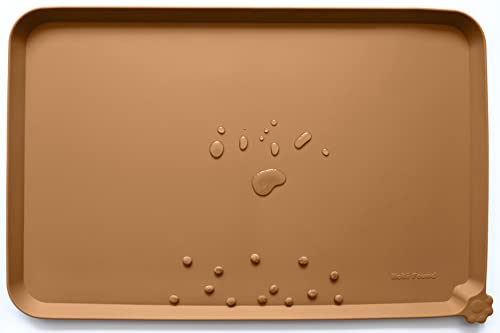 XX Large Non Slip Silicone Pet Food Mats (28"L x 26"W / Butterscotch)