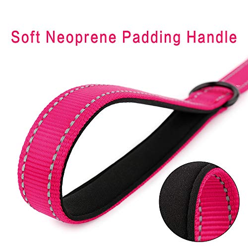 Short Training Dog Leash with Padded Handle for Medium Large Big Dogs (Pink / 18 Inch (Pack of 1))