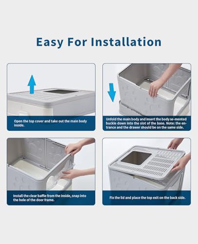 Cat Litter Box with Litter Mat and Scoop (Grey)