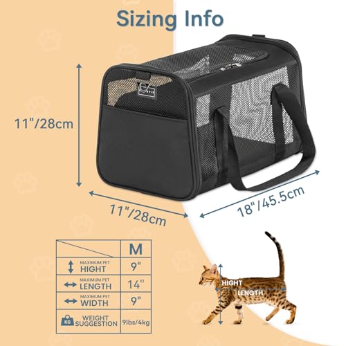 Soft Sided Cat Carrier (18.0"L x 11.0"W x 11.0"H / Z-Black)
