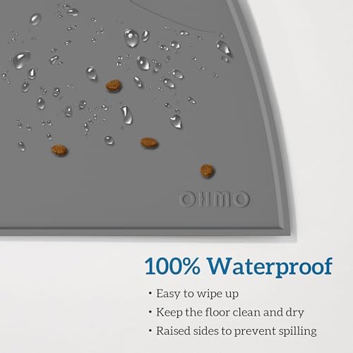 Cat Food Mat Silicone Pet Feeding Mat (20"L x 12"W / Dark Grey)