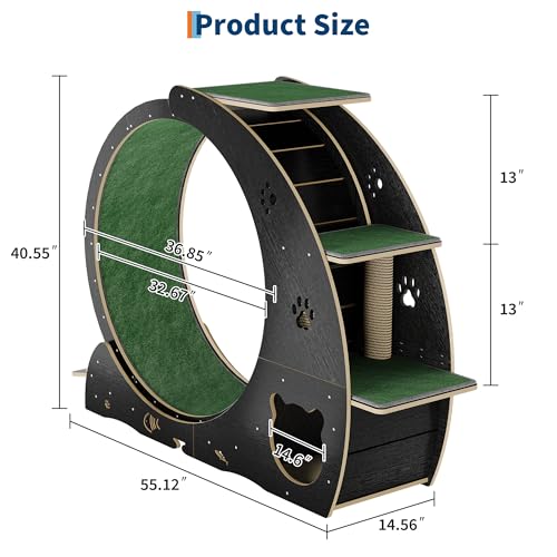 55" Multi Cat Exercise Wheel with 3