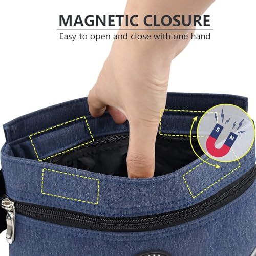Dog Treat Pouch Bag with Magnetic Closure (M / Blue)