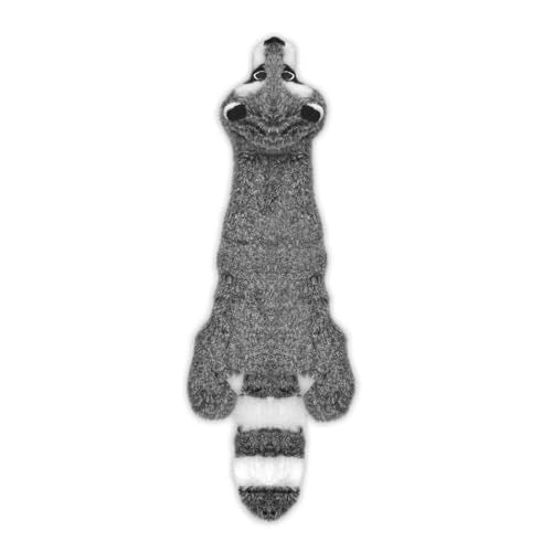 2-in-1 Stuffless Squeaky Dog Toy - Raccoon, Large (Grey/Raccoon / Large)