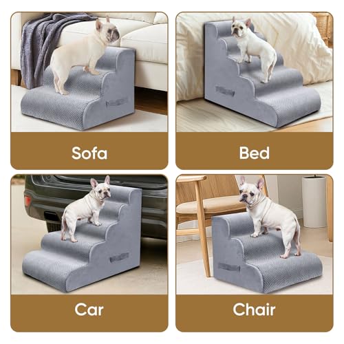 3 Step Pet Stairs for High Beds & Sofas (LightGrey / 3-step 15.7"H)