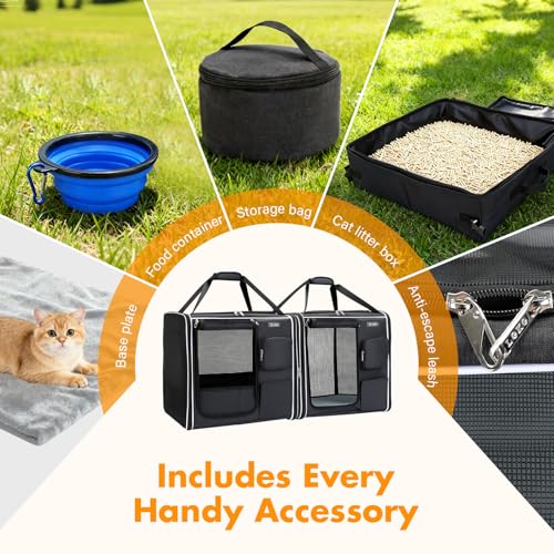 Large Cat Carrier Soft Sided (Foldable Black)