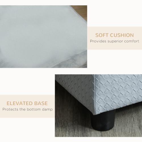 Luxury Fancy Dog Couch with Hidden Storage for Puppies (Light Gray)