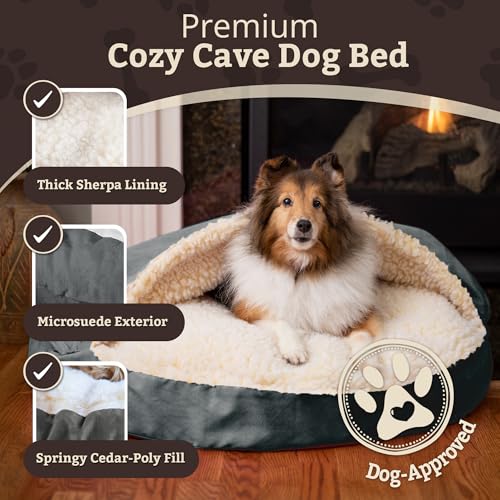 Cozy Cave Dog Bed (25.0"L x 25.0"W x 8.0"Th / Anthracite)