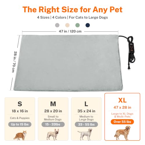 XL Pet Heating Pad (Grey / 47.0"L x 28.0"W x 0.6"Th)