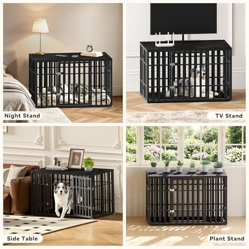 46 Inch Heavy Duty Dog Crate Furniture for Large Dogs (45.8"L x 27.5"W x 28.7"H / Black)