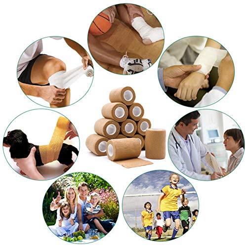 12 Rolls Elastic Self Adhesive Bandage Wrap 3 Inch (3 Inch-12 Count Tan)