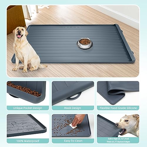 Dog mat for Food and Water (Dark Grey / 39.4''x27'')