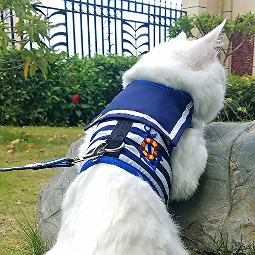 Cat Harness and Leash Set Escape Proof (Sailor Suit Blue / Xxl 19-26 lbs)