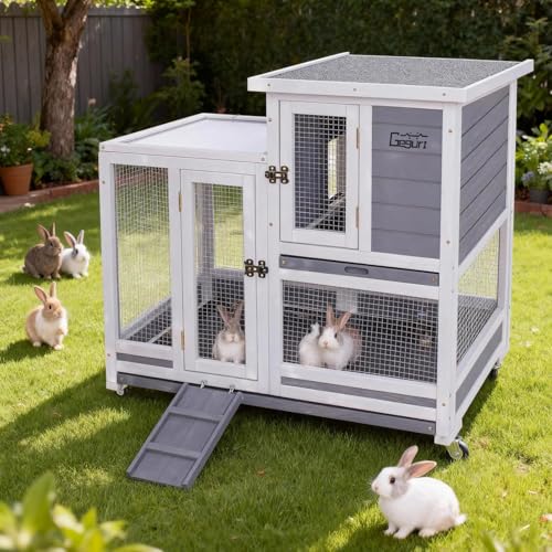 Wooden Rabbit Hutch (37.8"L x 22.4"W x 36.0"H)