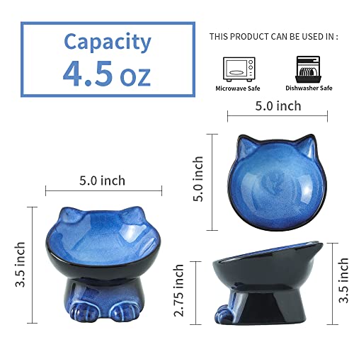 Elevated Cat Bowls (4.5 OZ / Blue & Black)
