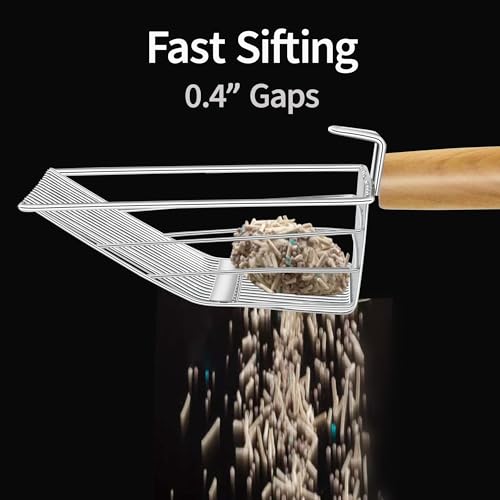 Fast Sifting Cat Litter Scoop with Holder Stand (0.2&0.4inch gap)