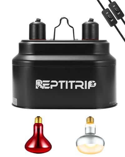 Dual Reptile Lamp Fixture with 100W Daytime Heat & 100W Nighttime Infrared Heat Bulbs (ST2)