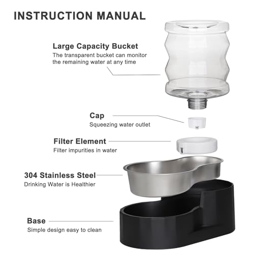4L Gravity Cat Water Dispenser (4L / Dark Black)