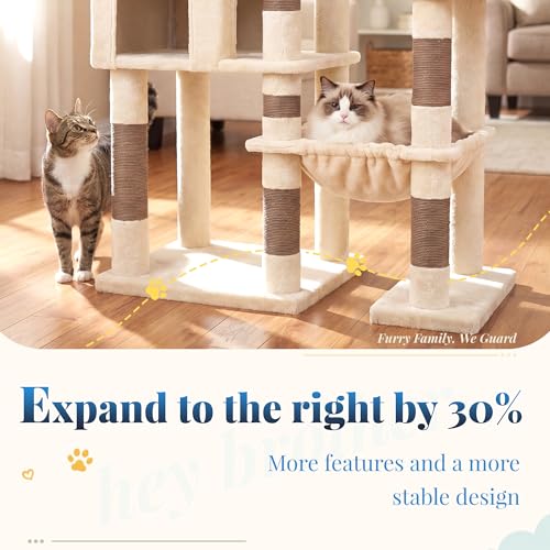 Cat Tree Tower (Beige and Brown / 72.8 Inches)