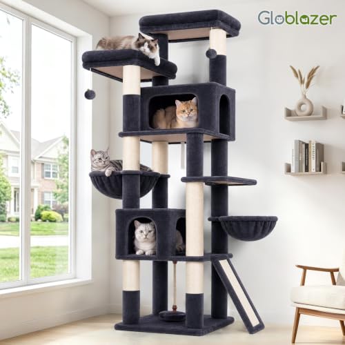 75in Tall Cat Tree Tower for Indoor Cats (Dark Grey / 75 inch)