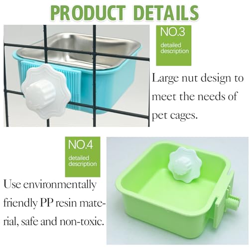 Crate Dog Bowl (2 PCS / Small Square (Blue, Green))