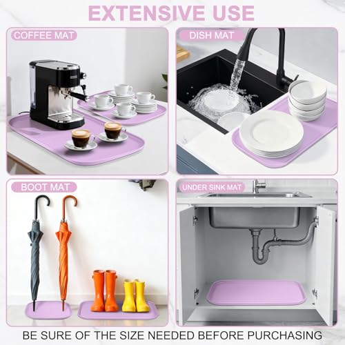 Waterproof Silicone Pet Food Mat with Raised Edge for Dog & Cat (Lavender / 22"L x 14"W)
