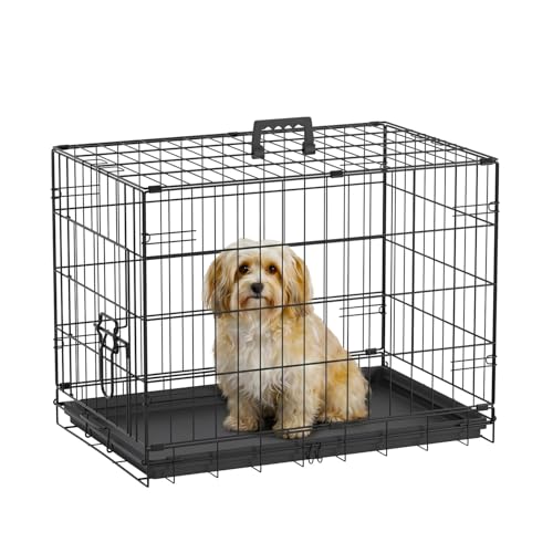 Dog Crate for Small Dogs 24 Inch Folding Kennel Metal Pet Cage Black (Black / 24.0"L x 16.0"W x 18.0"H)