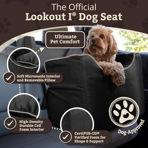 Lookout I Dog Car Seat (Black with Herringbone / Medium)