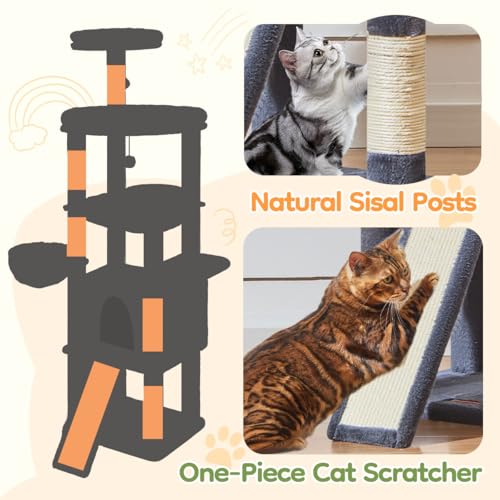 Cat Tree for Large Cats (Smoky Gray / 72 Inches)