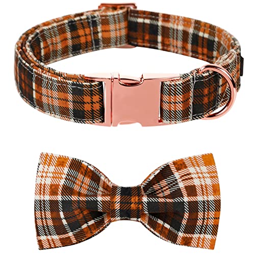 Halloween Dog Collar with Bowtie (A:O&B Grid / XX-Small (Pack of 1))
