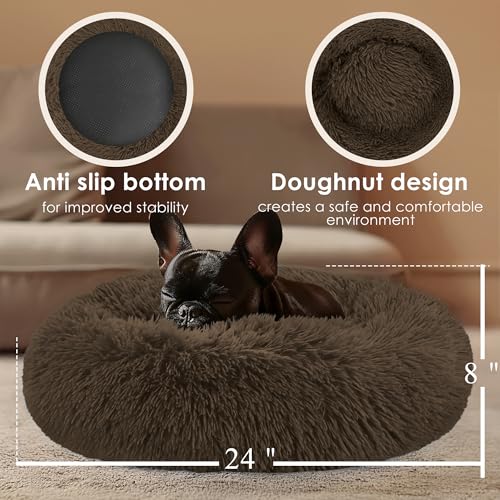 Dogs Bed for Small Dogs (Coffee / 24.0"L x 24.0"W x 8.0"Th)