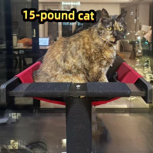 Cat Window Perch with Scratching Post Strong Supported (Black / Large 2)