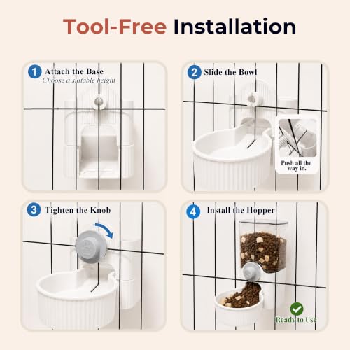 41 oz Hanging Gravity Feeder for Small Animal Cages Rabbit & Guinea Pig (White)