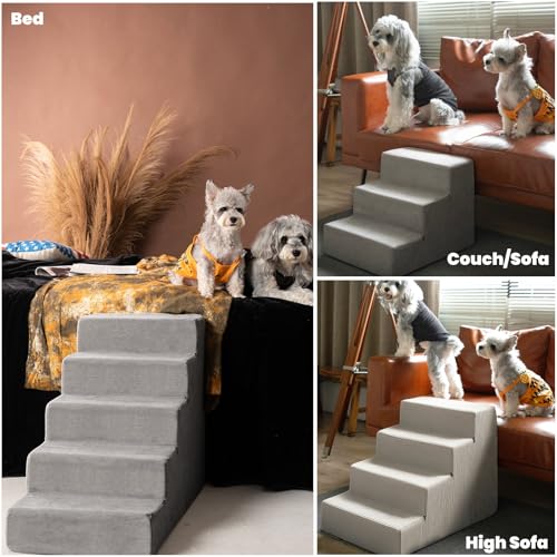 Dog Stairs for Small Dogs & Cats (Square Corner / 3 steps: 17.95''L×14.96''W×13.70''H)