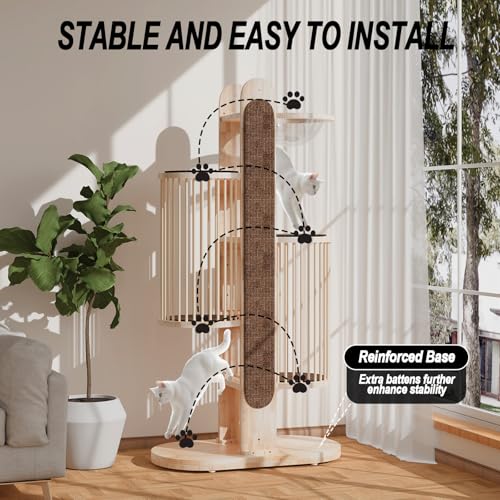 Modern Cat Tree Tower for Indoor Cats (Brown)