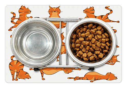 Cat Pet Mat for Food and Water (Orange White)