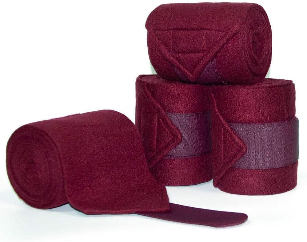 Horse Polo Leg Wraps Soft Fleece Wraps Equestrian Leg Bandage 4 (Wine Red / Cob(8.2ft))