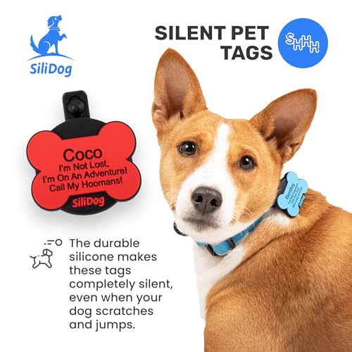 Personalized Engraved Silicone Dog ID Tag with Tracker Holder (White / AirTag-Holder)