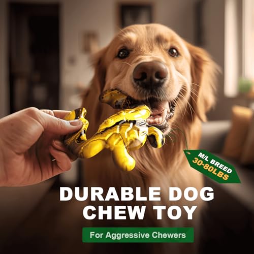 Dog Chew Toys for Aggressive Chewers (Yellow Black / Large)