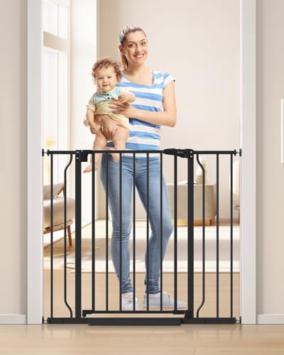34" Tall Baby Gate No Drilling (Black / 29-40"Wide, 34"Tall)