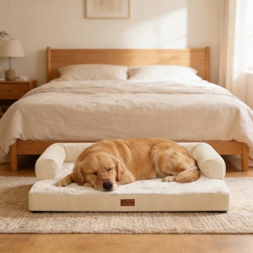 Orthopedic Washable Dog Bed for Extra Large Dogs (Beige / 45.0"L x 35.0"W x 8.0"Th)