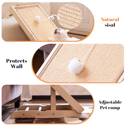 Sisal Cat Scratcher Ramp Adjustable L Shape Scratching Post (Large-Adjustable)