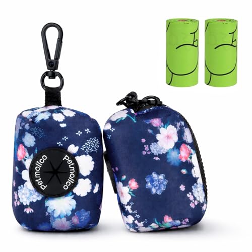 Dog Poop Bag Holder Dispenser 2 Pack (Dark Blue & White)