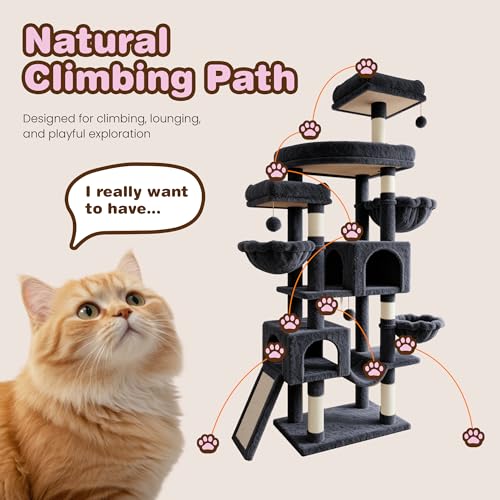 82 inch Cat Tree Tower (Dark Grey)
