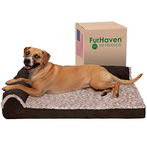 Cooling Gel Dog Bed for Large (Large / (Two-Tone Faux Fur & Suede) Espresso)