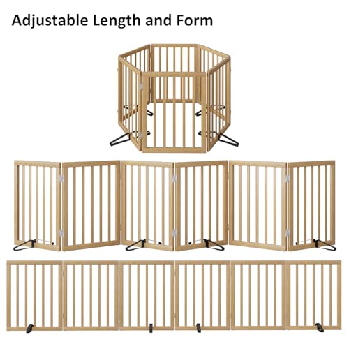 Extra Wide Dog Gates for Doorways (Bamboo Dog Gate Natural / 6 Panel - 110 inches Wide)