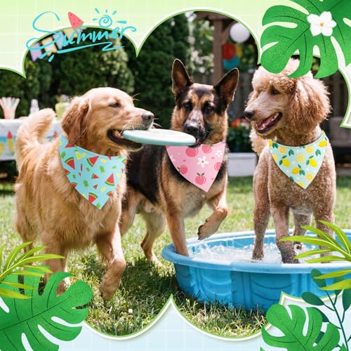 50 Pcs Summer Hawaiian Dog Bandanas Bulk (Summer / 31.5 x 21.7 x 21.7")