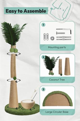 33" Tall Cat Scratching Post (Coconut Fruit & Straw - M)