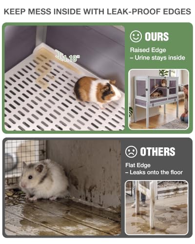 Guinea Pig Cage with Wooden Stand (Grey)